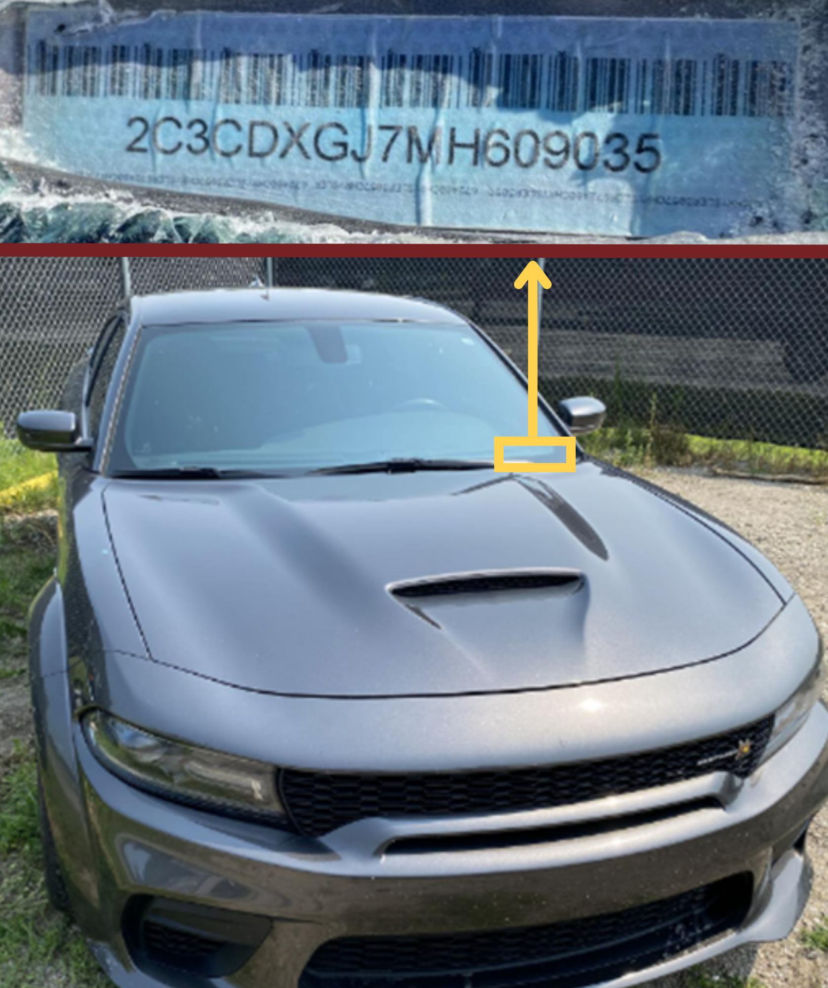 Photo showing a vehicle that had its Vehicle Identification Number, or VIN tampered with