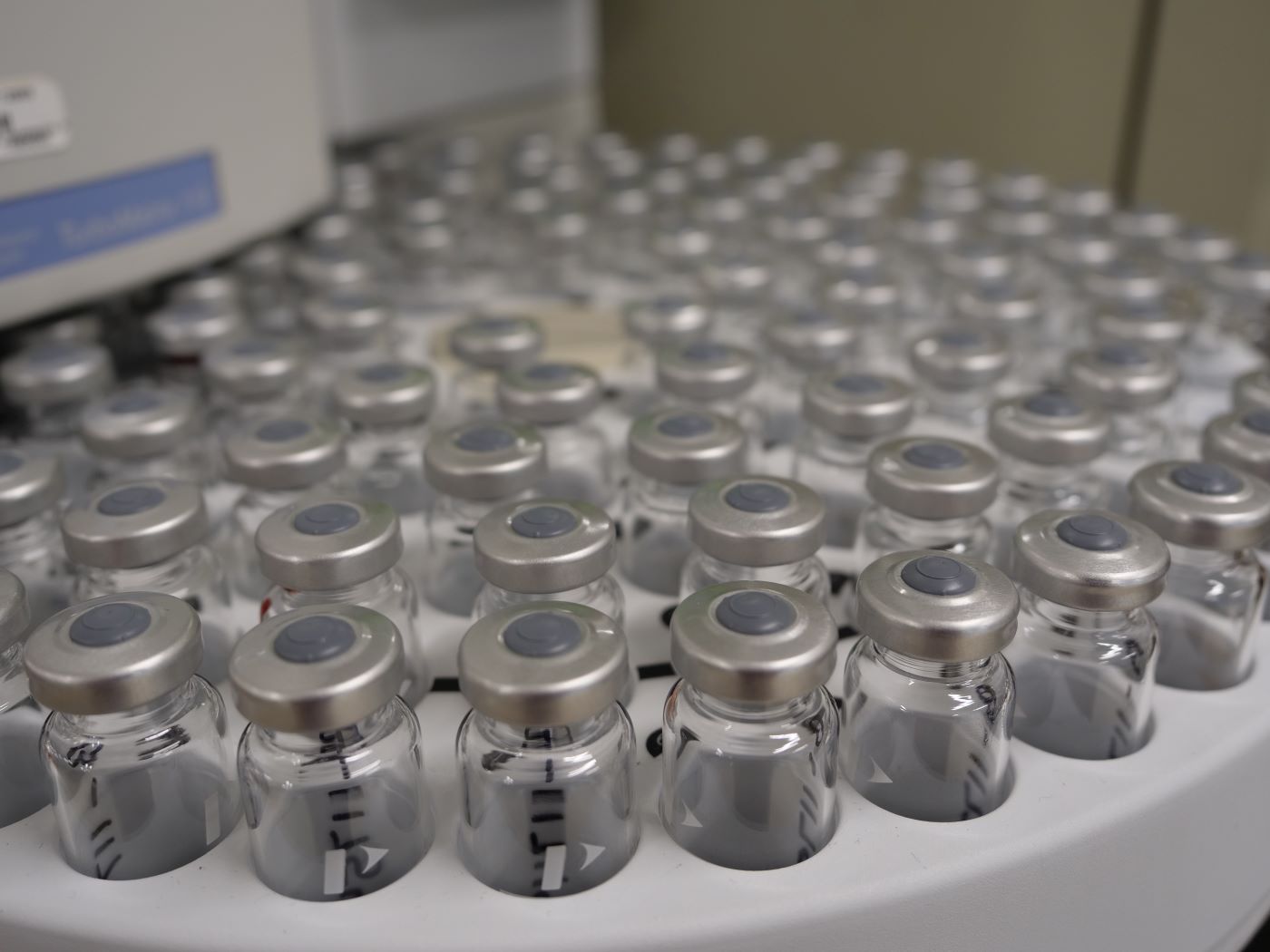 Close up of sample vials