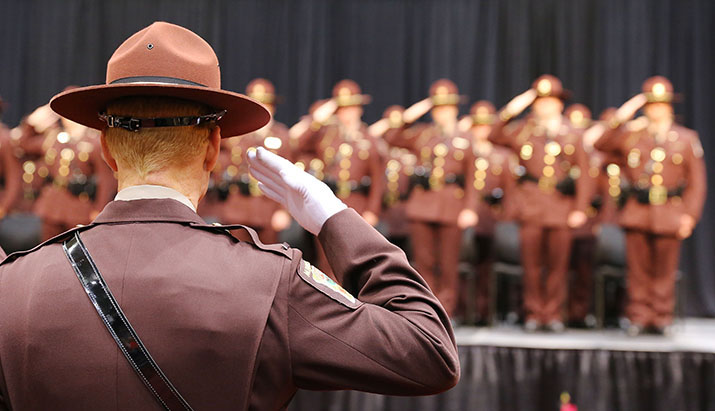 Troopers saluting at graduation