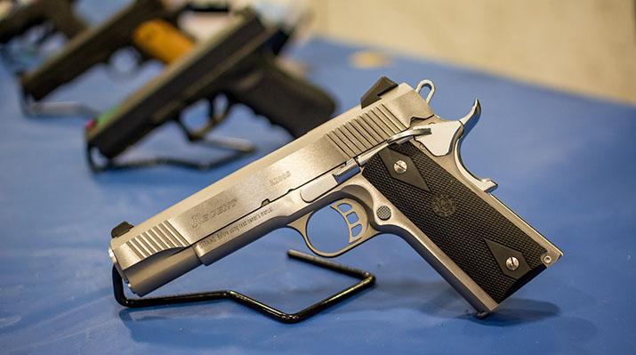 Pistols on display