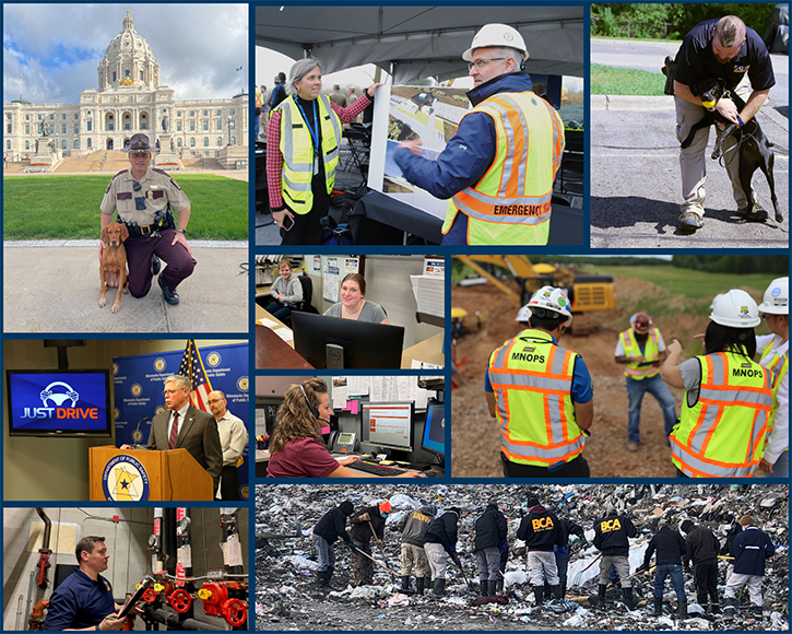 A collection of photos showcasing the work of several DPS divisions