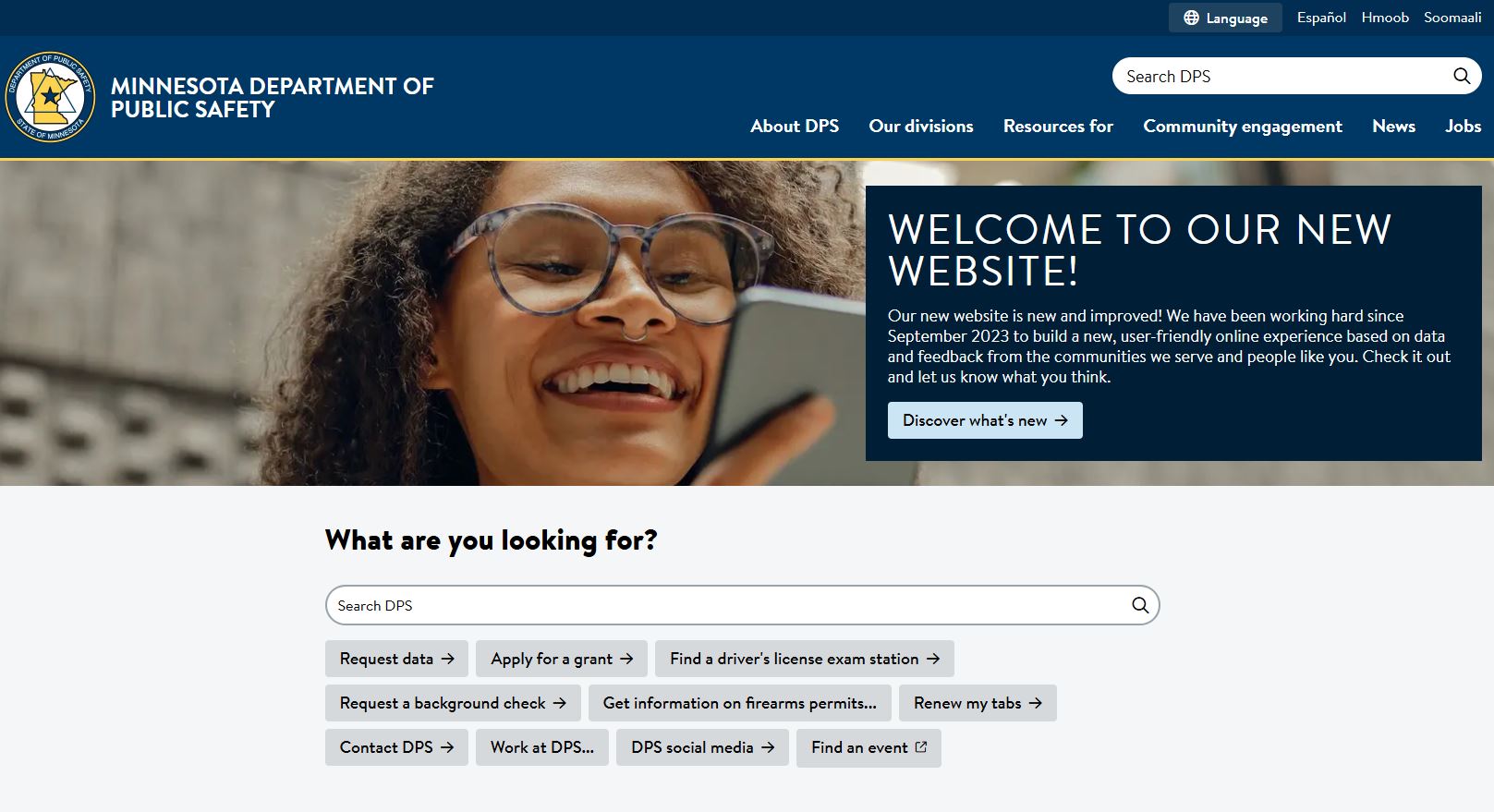 An image of the DPS website homepage.