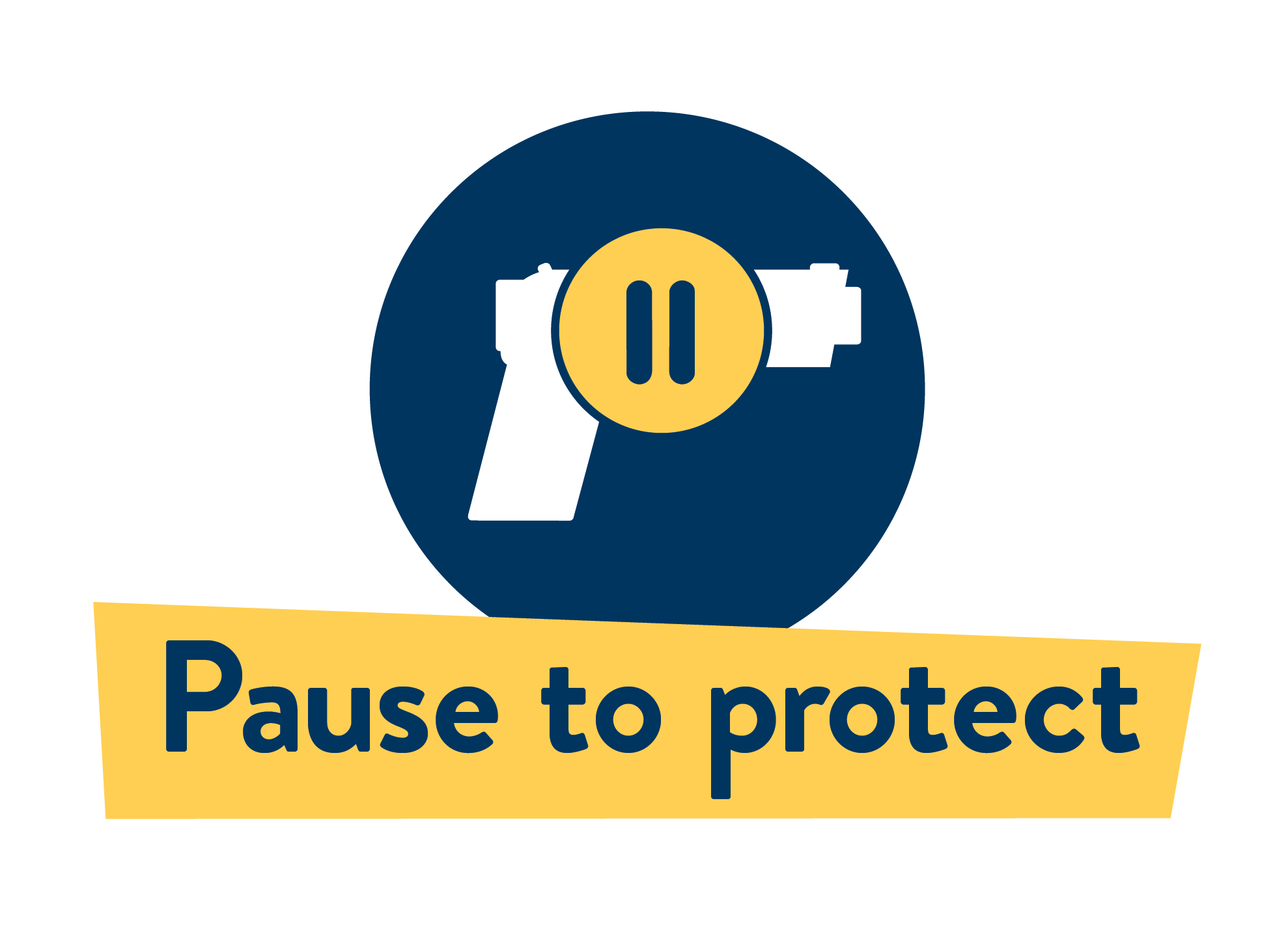 Pause symbol over a handgun