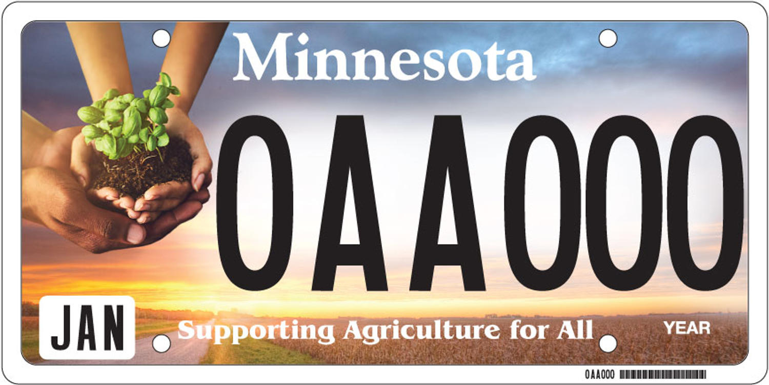 Sample of an Agriculture license plate