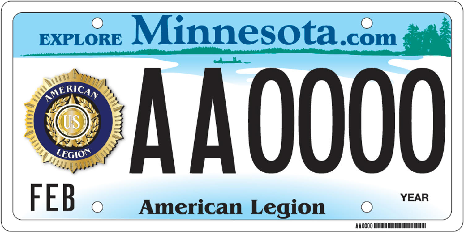 Sample of an American Legion license plate