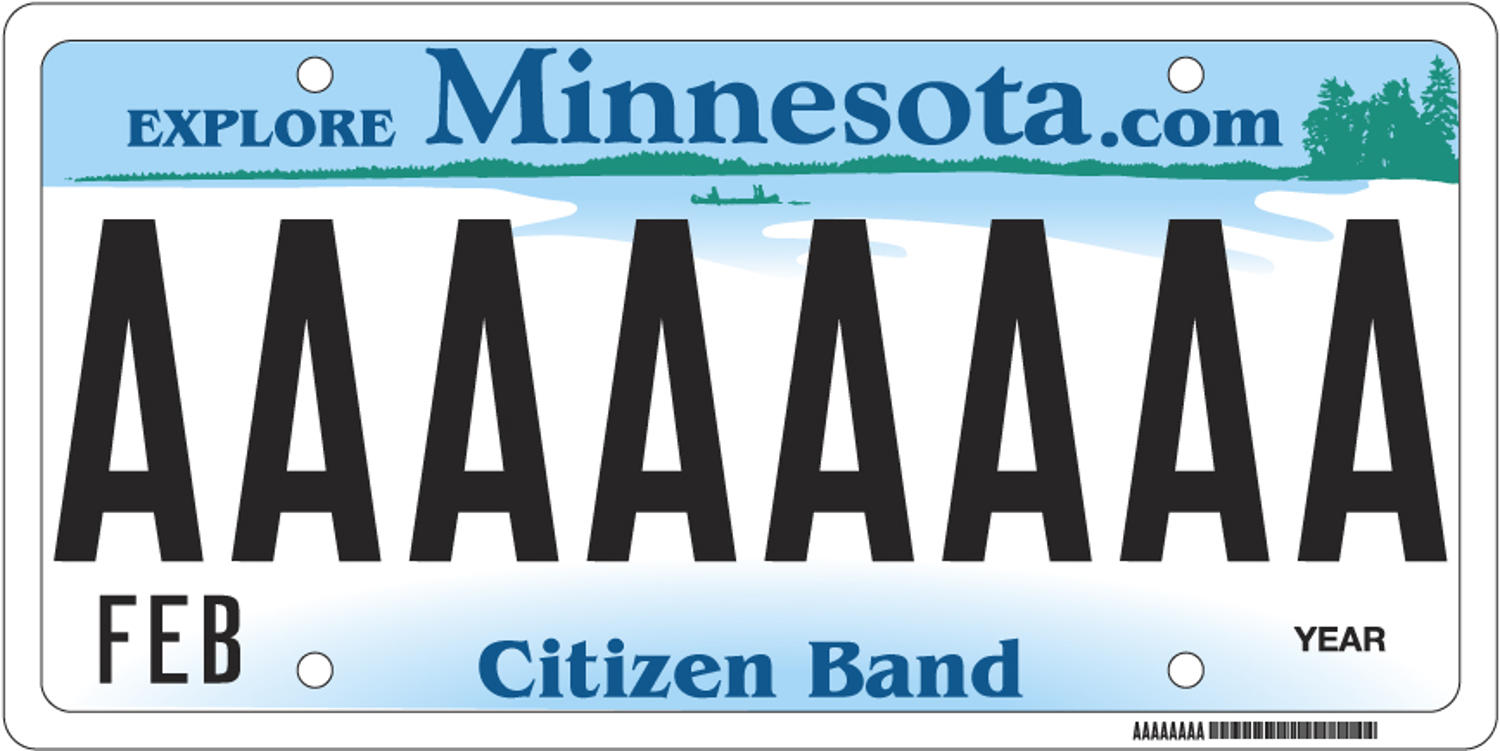 Sample of a Citizens Band Radio license plate
