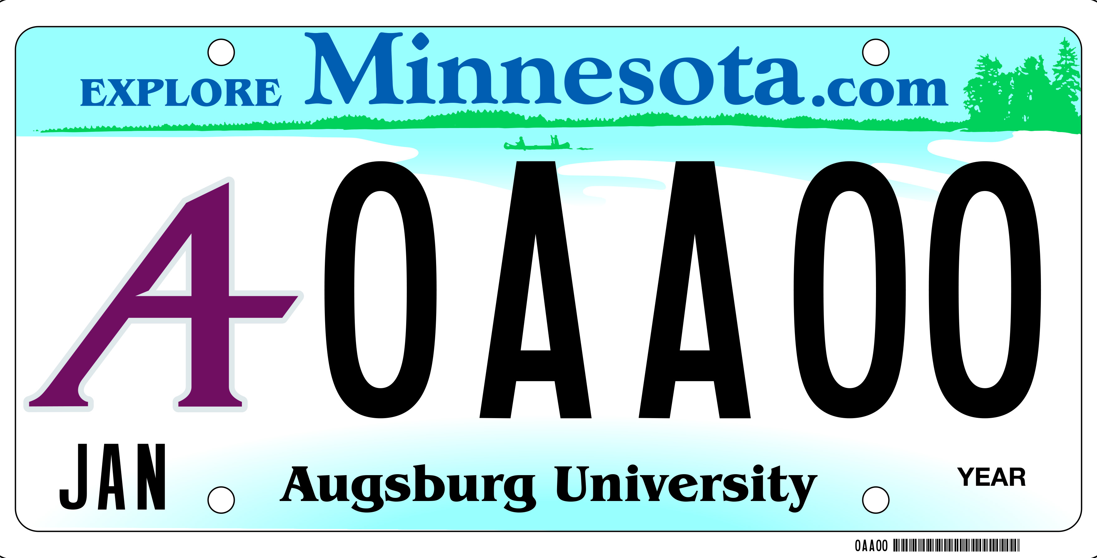 Sample of an Augsburg College license plate