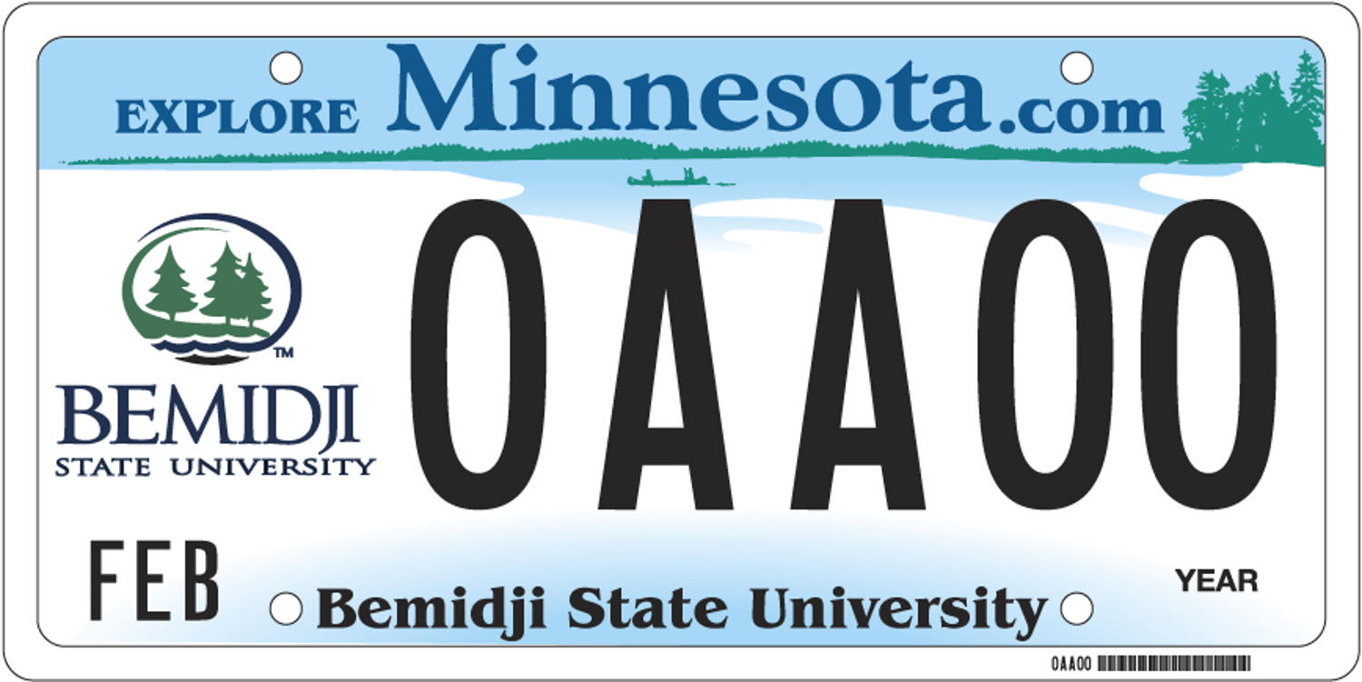Sample of a Bemidji State University license plate