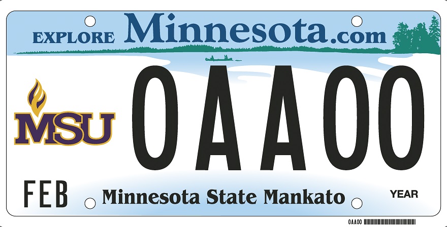 Sample of a Minnesota State Mankato license plate