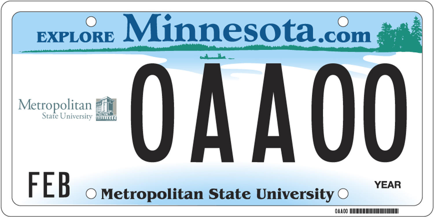 Sample of a Metro State University license plate