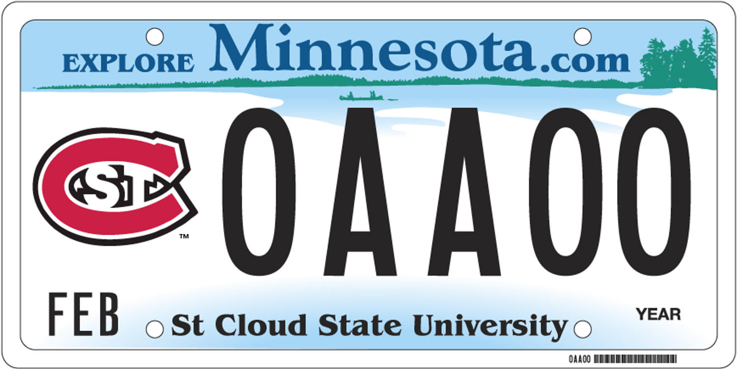 Sample of a St. Cloud State University license plate