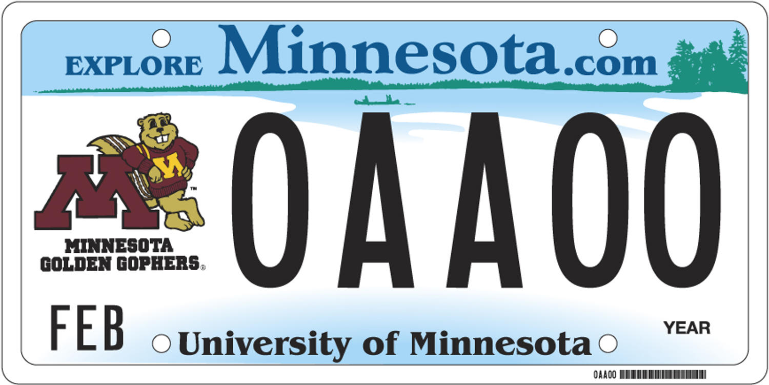 Sample of a University of Minnesota license plate