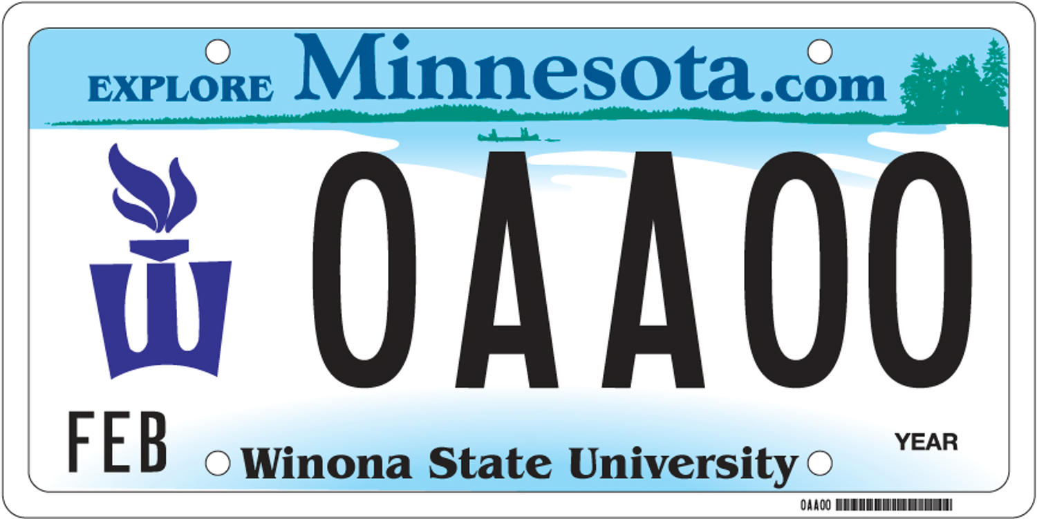 Sample of a Winona State University license plate