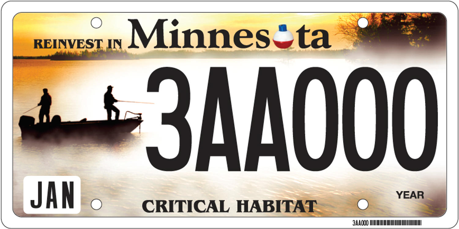 Sample of a Critical Habitat Angler license plate