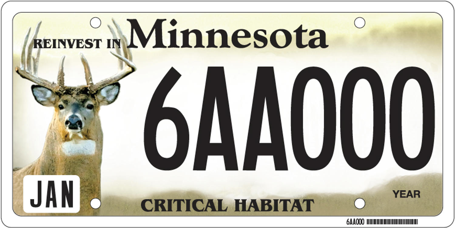 Sample of a Critical Habitat Buck license plate