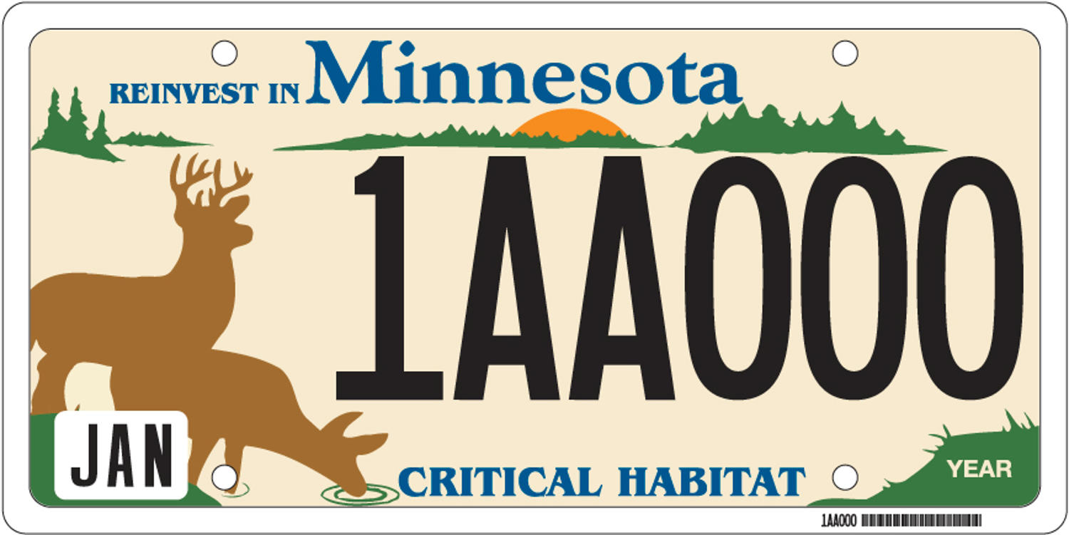 Sample of a Critical Habitat Deer license plate