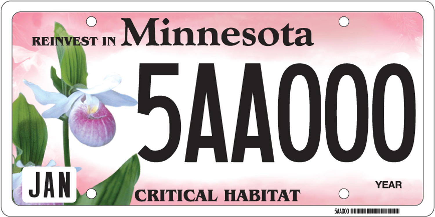 Sample of a Critical Habitat Lady Slipper license plate