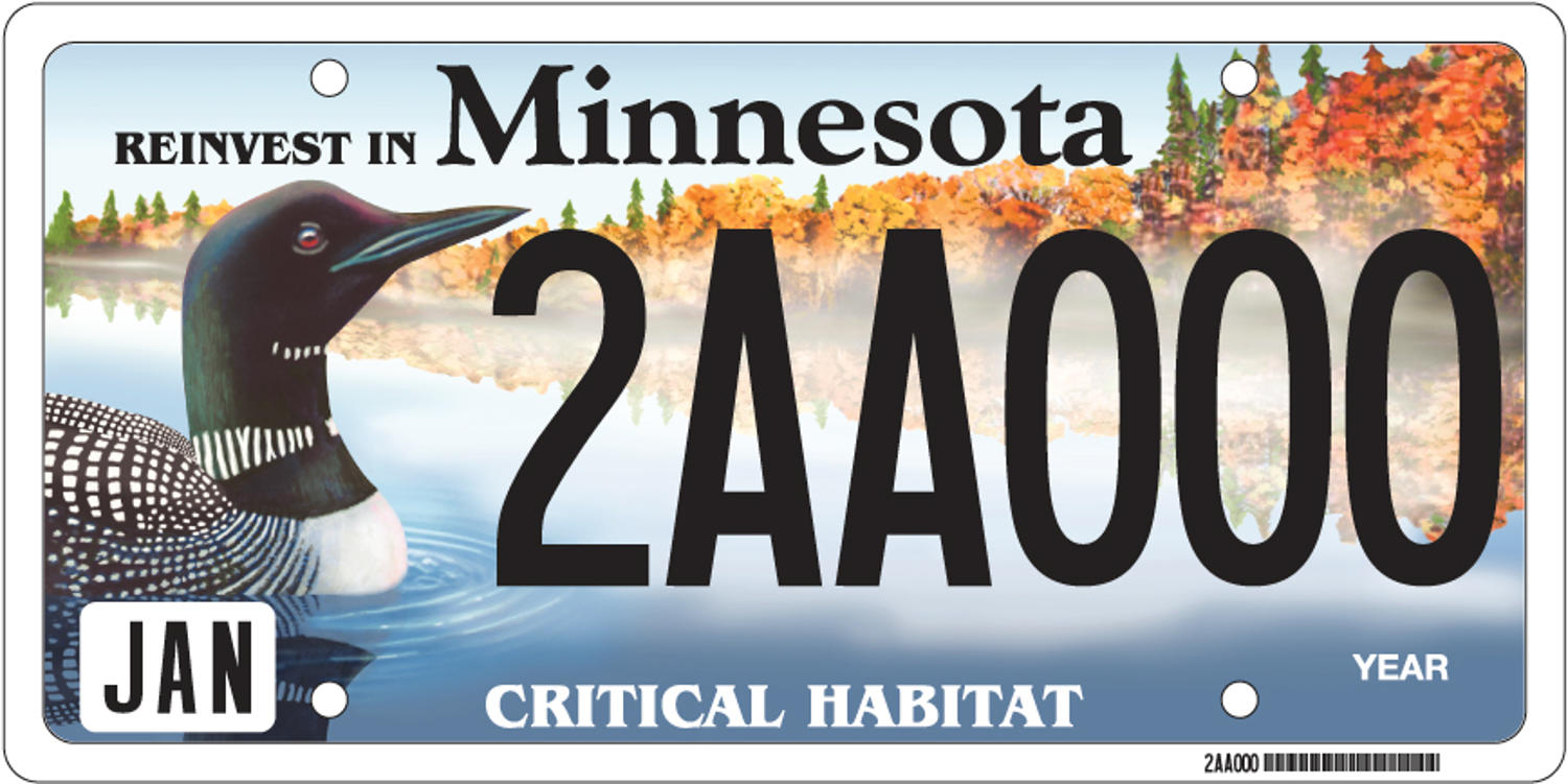 Sample of a Critical Habitat Loon license plate