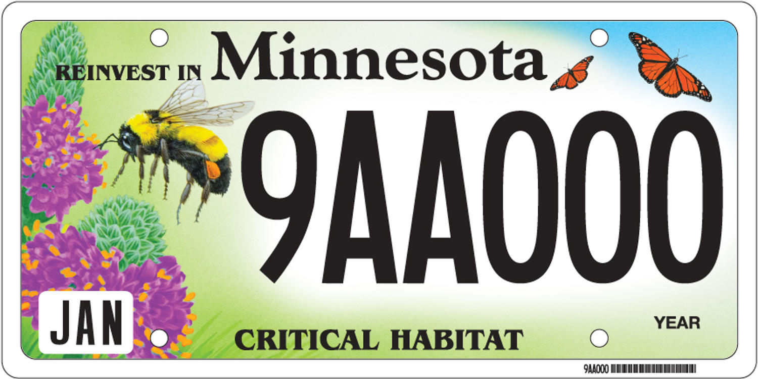 Sample of a Critical Habitat Pollinator license plate