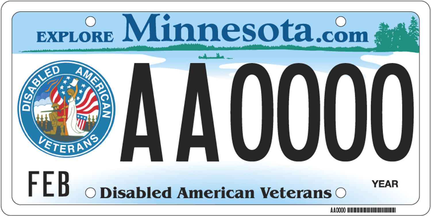 Sample of a Disabled American Veteran Organization license plate