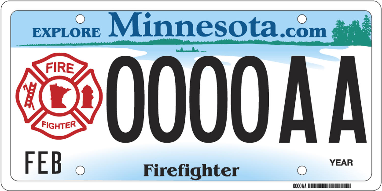 Sample of a Volunteer Firefighter license plate