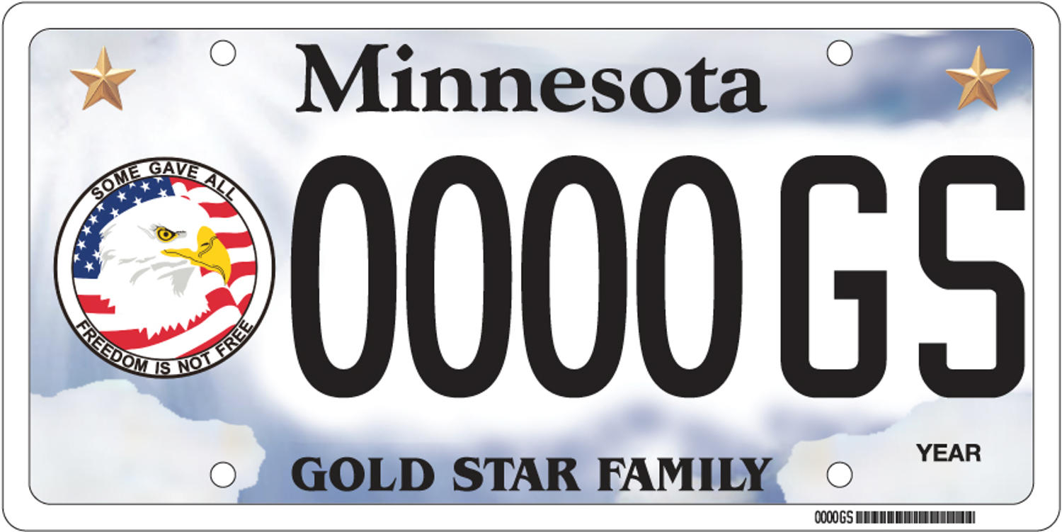 Sample of a Gold Star Family license plate