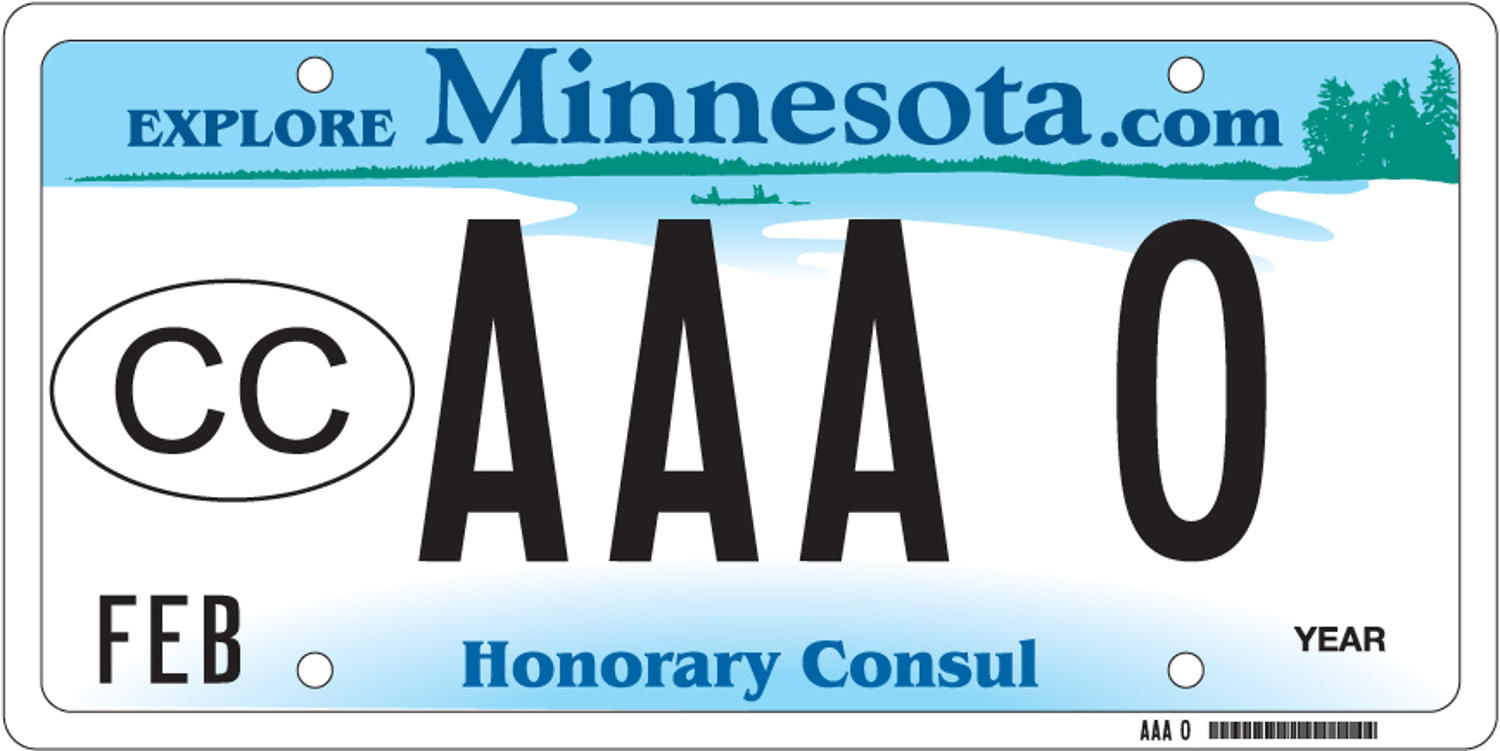 Sample of an Honorary Consul license plate