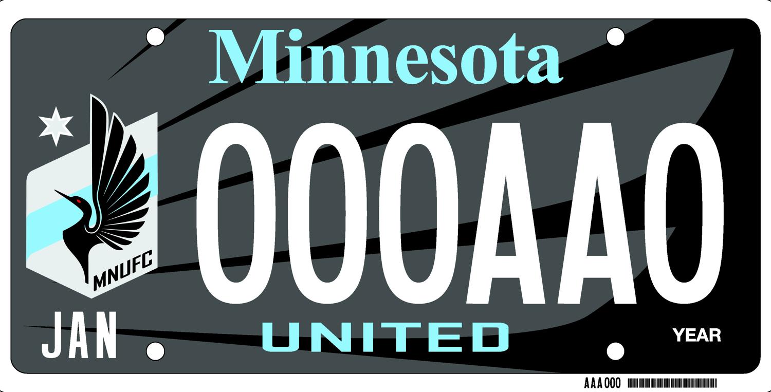 Sample of a Minnesota United sports team license plate