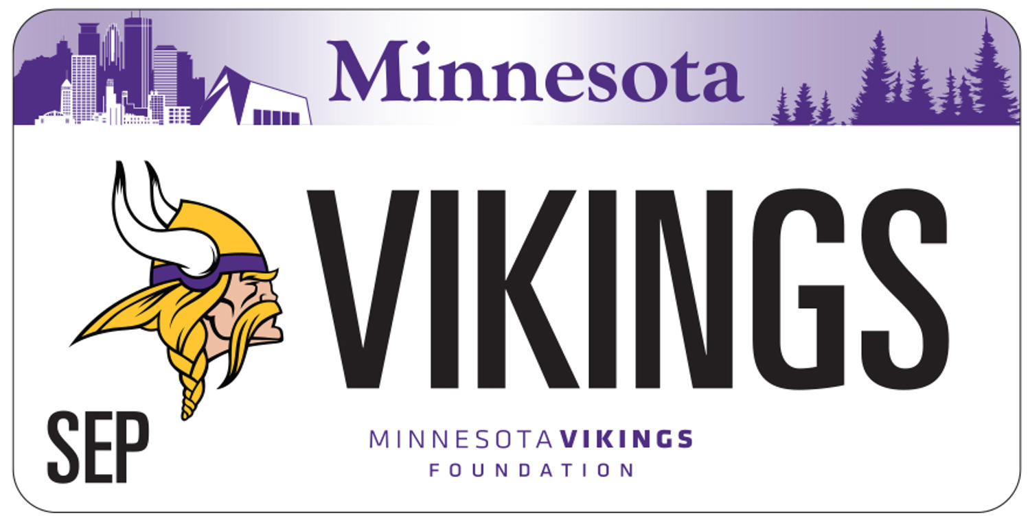 Sample of a Vikings sports team license plate