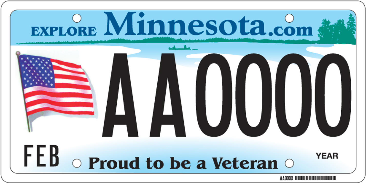 Sample of a Proud to be a Veteran license plate