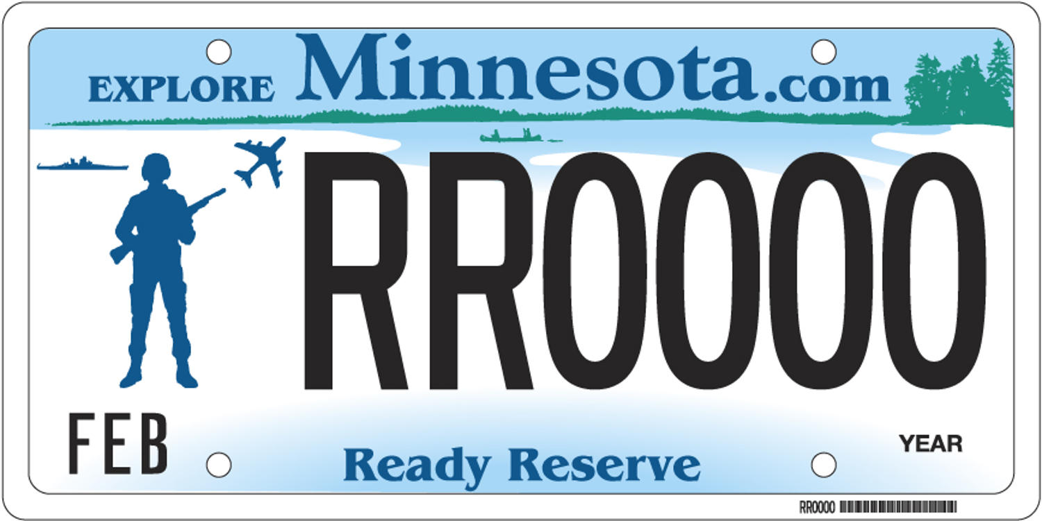 Sample of a Ready Reserve license plate 
