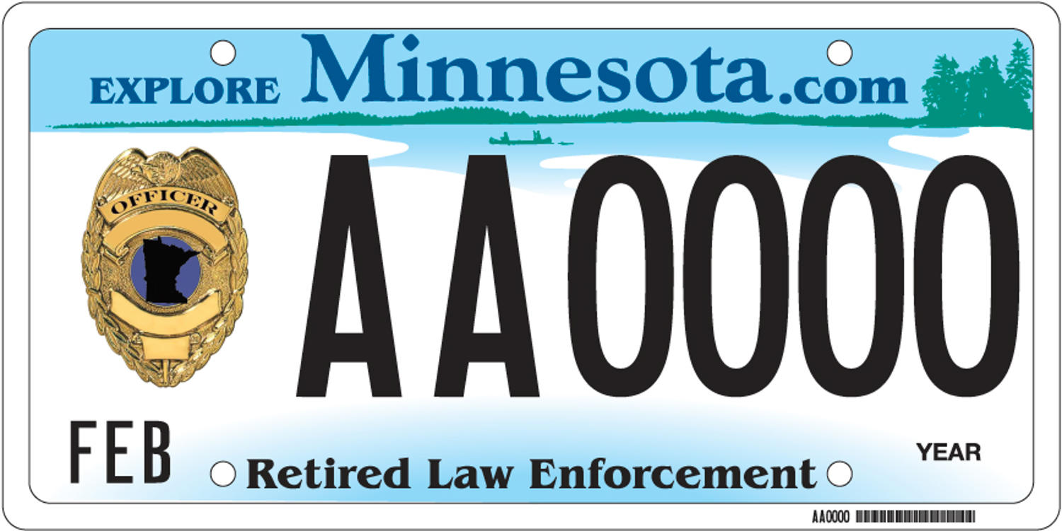 Sample of a Retired Law Enforcement license plate