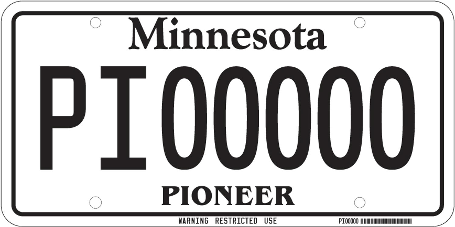 Sample of a Pioneer license plate