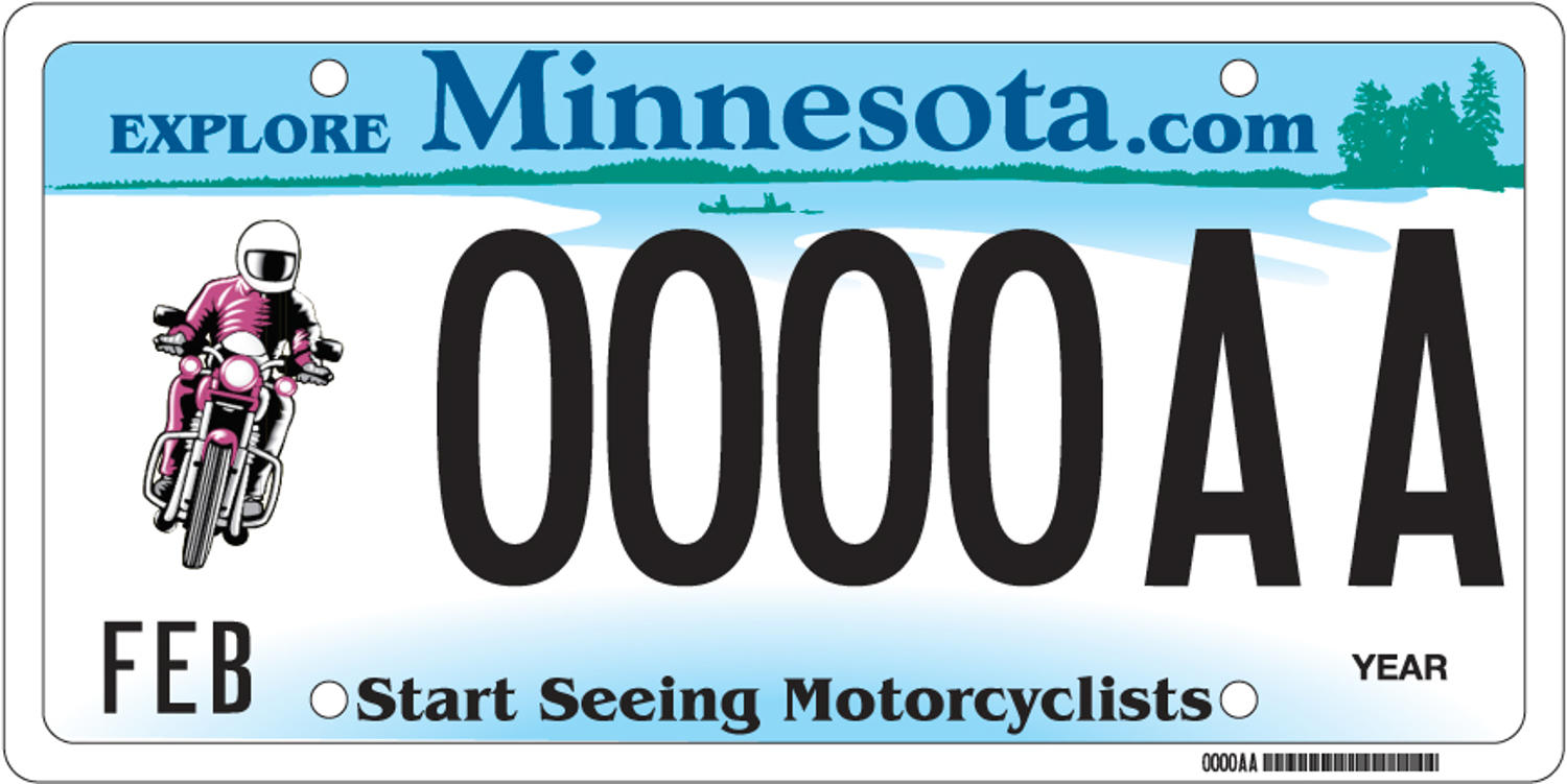 Sample of a Start Seeing Motorcycles license plate