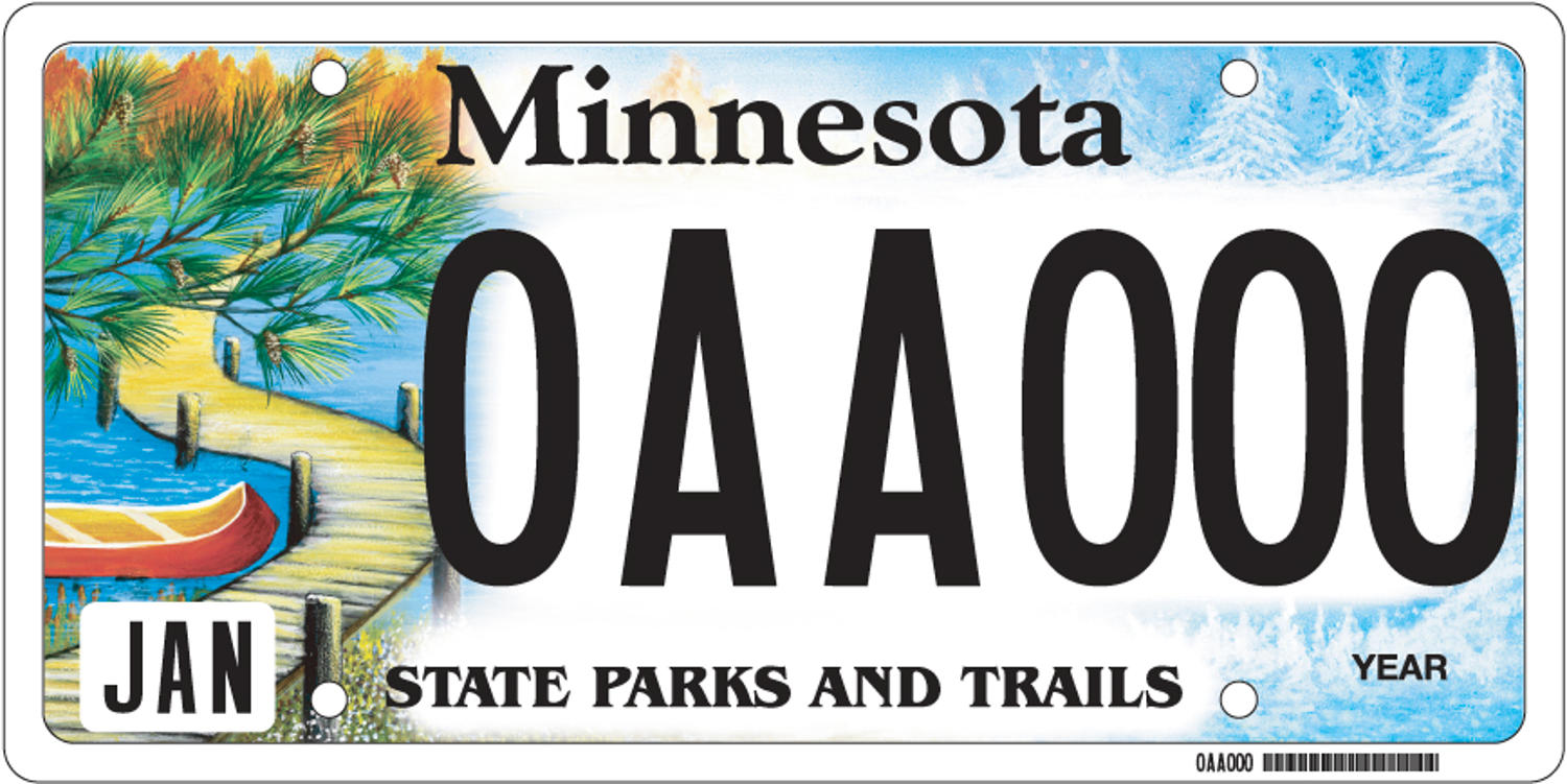 Sample of State Parks and Trails vehicle license plate