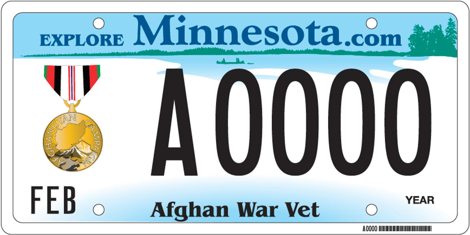 Sample of an Afghanistan War Veteran license plate