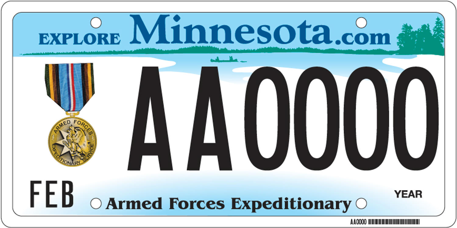Sample of an Armed Forces Expeditionary Medal license plate