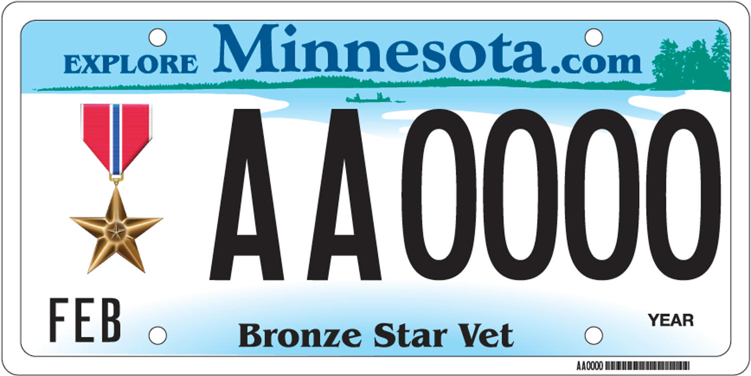 Sample of a Bronze Star Veteran license plate