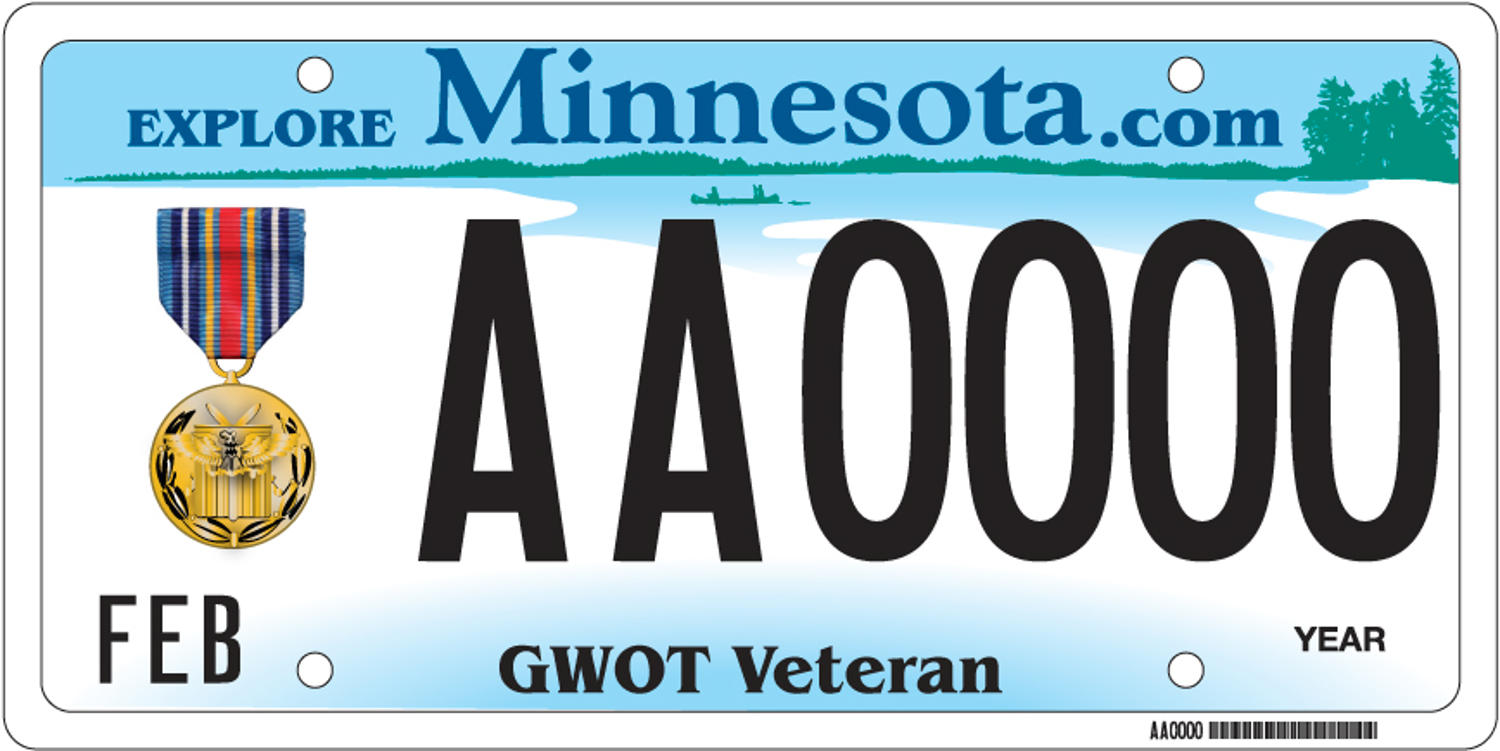 Sample of a Global War on Terror (GWOT) Veteran license plate