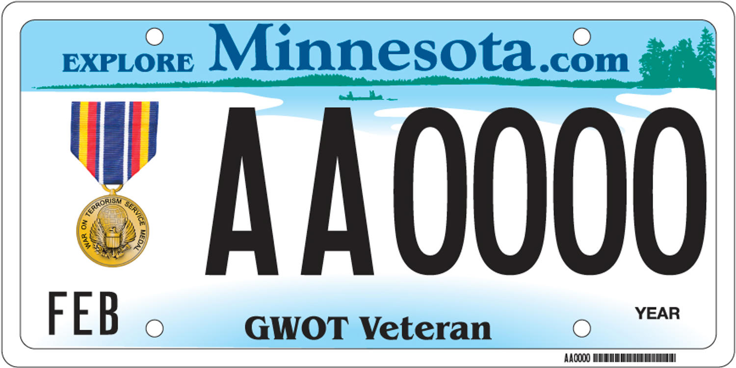Sample of a Global War on Terror (GWOT) Service Medal Veteran license plate