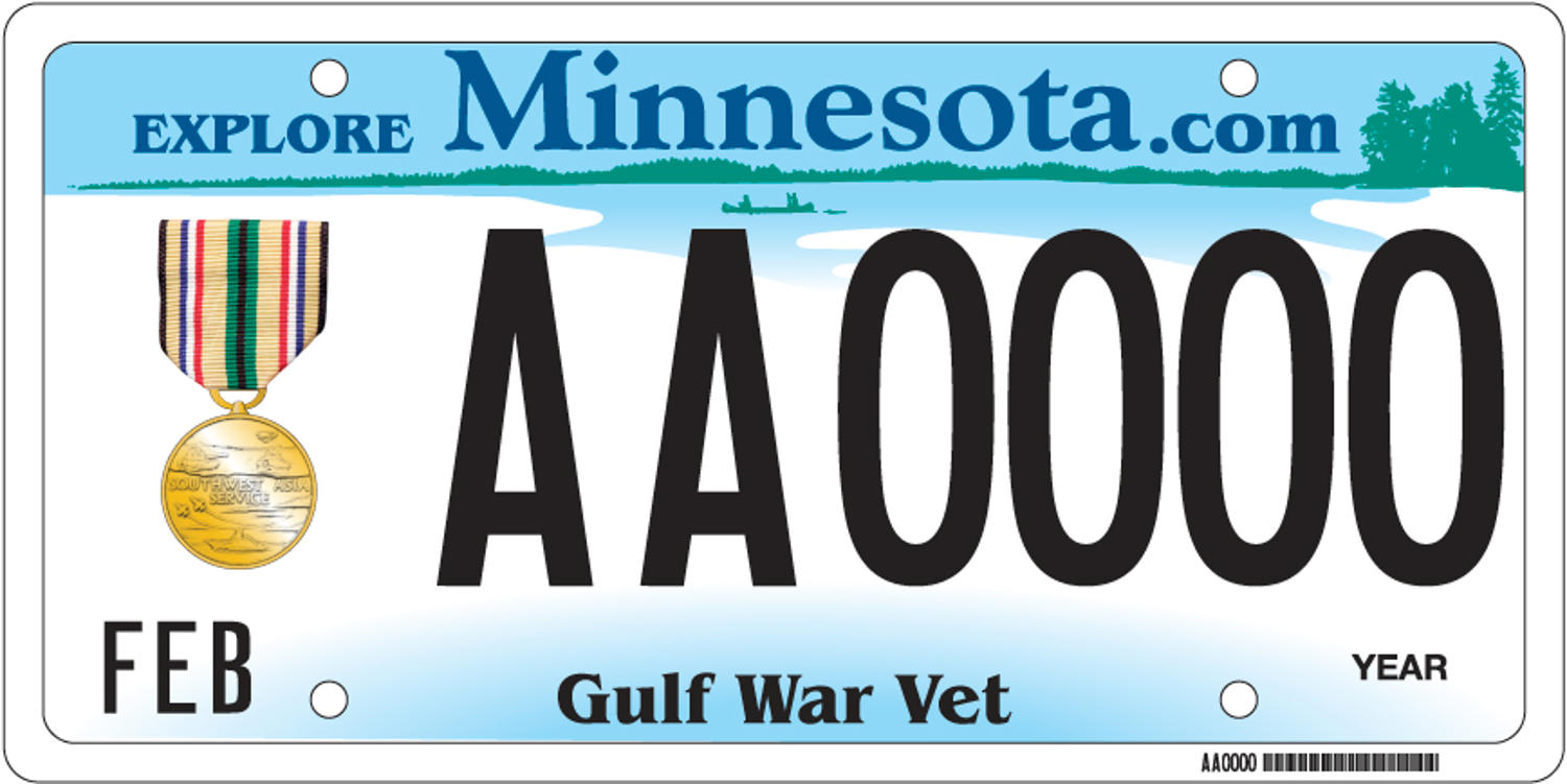 Sample of a Gulf War Veteran license plate