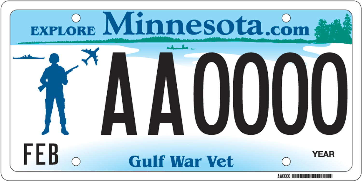 Sample of a Gulf War Veteran Soldier at Arms license plate