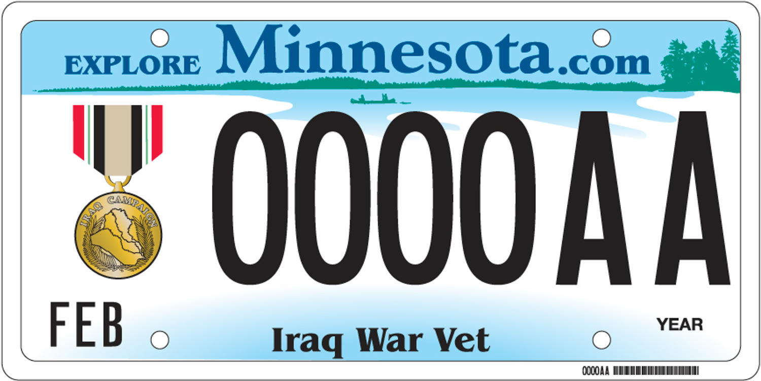 Sample of an Iraq War Veteran license plate