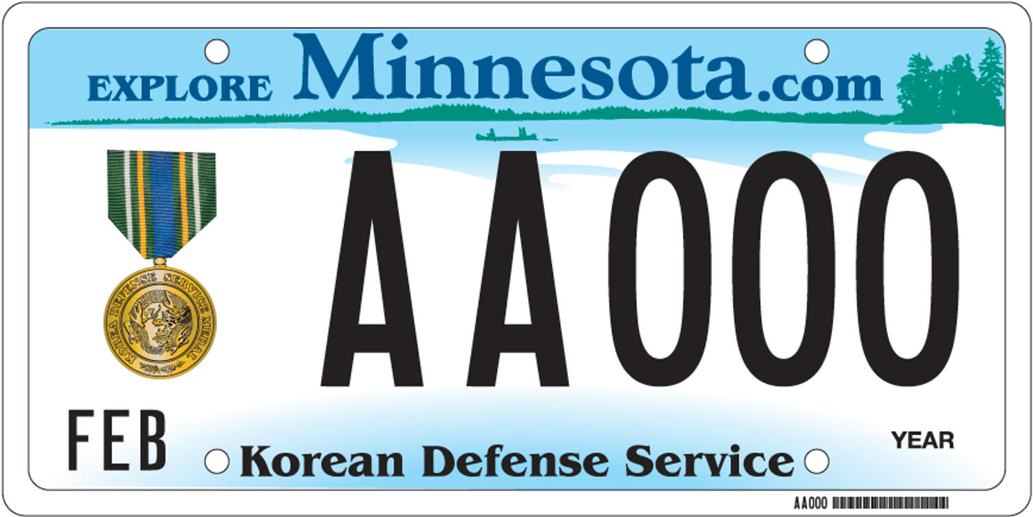 Sample of a Korean Defense Service Veteran license plate