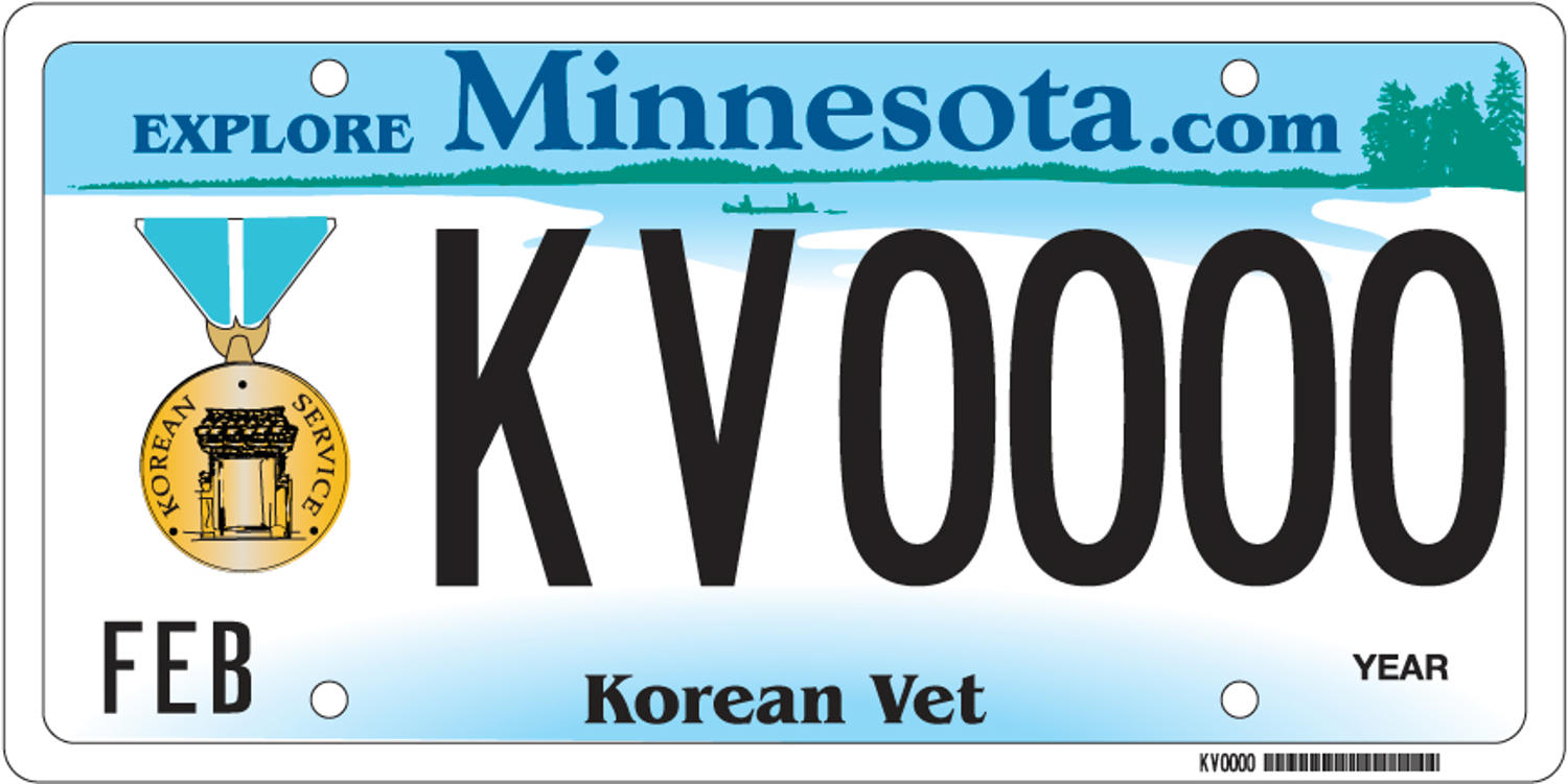Sample of a Korean War Veteran license plate