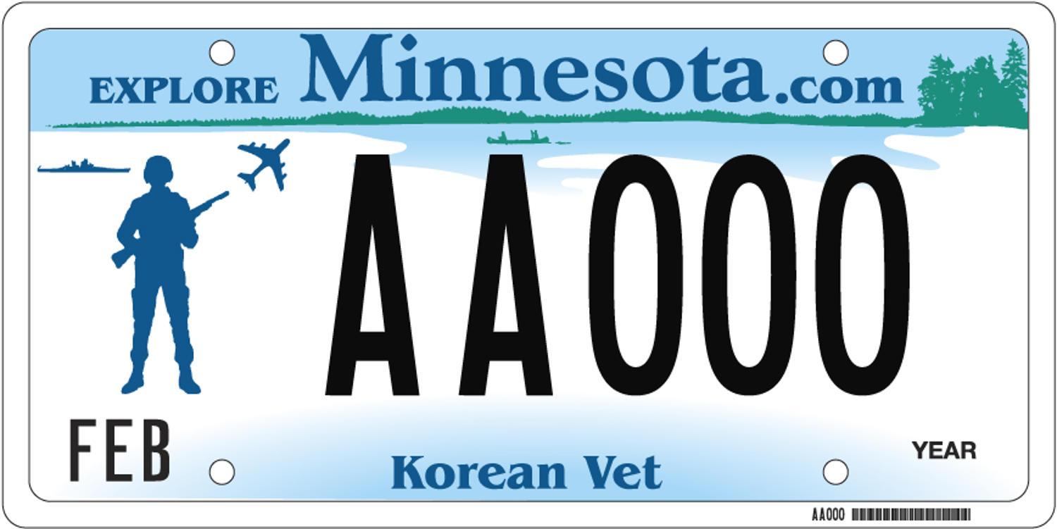 Sample of a Korean War Veteran Soldier at Arms license plate