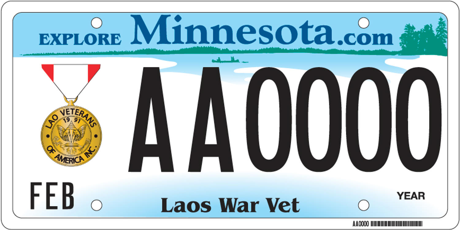 Sample of a Laos War Veteran license plate