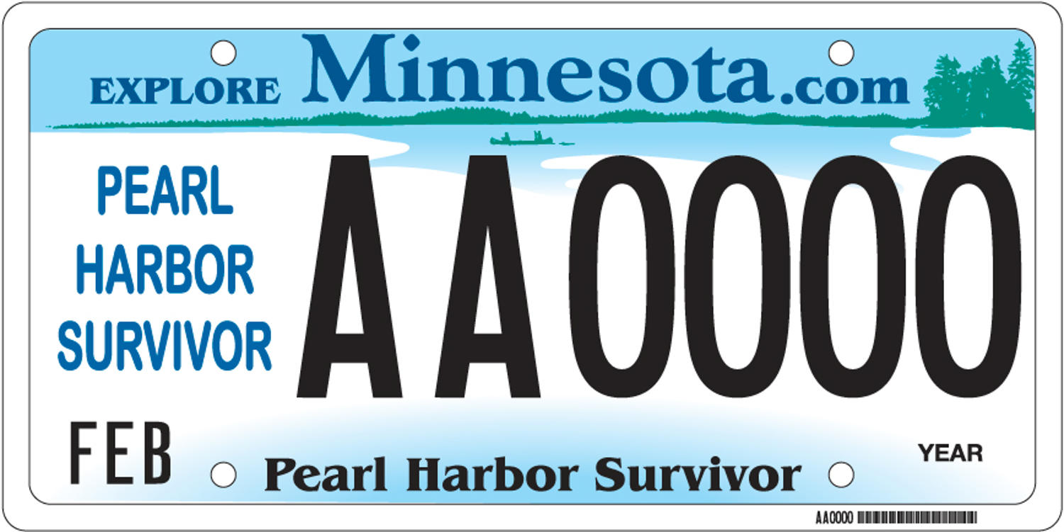 Sample of a Pearl Harbor Survivor Veteran license plate