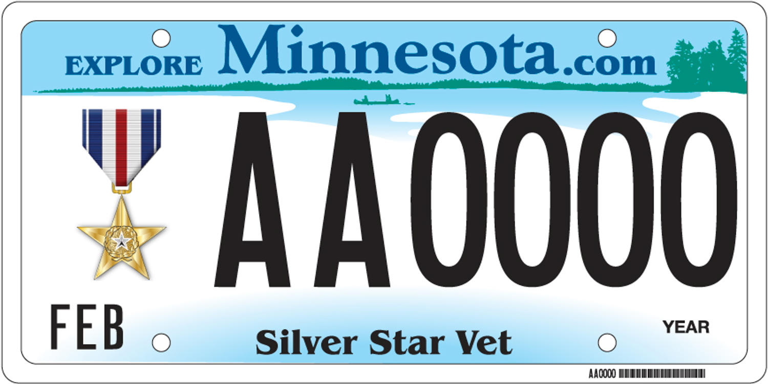 Sample of a Silver Star Veteran license plate