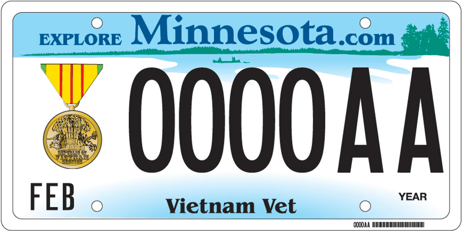Sample of a Vietnam Veteran license plate